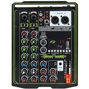 Audio DJ-mixer 99 DSP-effectmixer 4-kanaals draagbare 48V fantoomvoeding Monitor DJ-mengpaneel for professionele studio Podcast-apparatuur (Color : Nero, Size : 1)