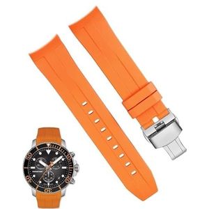 dayeer Waterdichte Siliconen Horloge Band Voor Tissot T120417 T120407 Quartz Wijzerplaat Sport Mannen Horloge Band Horlogeband (Color : Orange silver, Size : 22mm)