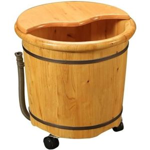 Voet Tub Houten Voetbassin Diepe Voet Spa Bad Wastafel Huishoudelijke Houten Voet Bad Vat Bad Voor Voetmassage SPA Voetbad Houten Emmer Voet Spa Huishoudelijke Wassen Ba (Maat: 42x36cm)