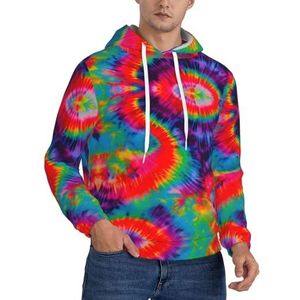 Ouyniei Kleurrijke Tie Dye Patroon Mannen Hooded Hoodie Jumper Sweatshirt Warme Jassen Lange Mouw Trui Hooded, Zwart, S