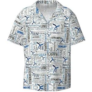 OdDdot Gymnastiek Blauw Print Mannen Button Down Shirt Korte Mouw Casual Shirt voor Mannen Zomer Business Casual Jurk Shirt, Zwart, XXL