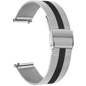 LUGEMA Milanese Roestvrijstalen Horlogeband Compatibel Met Garmin Vivomove HR 3 3S / Vivoactive 4 4S 3 / Venu 2 2S Sq/Luxe Stijl Horlogebandriem (Color : Silver Black, Size : Vivoactive 3 Music)