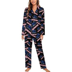 California Bear pyjama met lange mouwen voor vrouwen, klassieke nachtkleding, nachtkleding, zachte pyjamasets