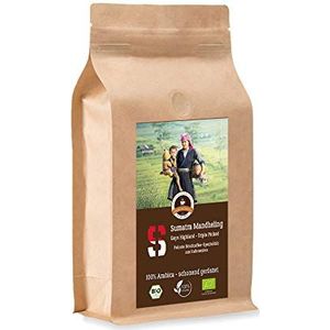 Koffie Globetrotter - Bio Sumatra Mandheling Gayo Highland - 1000 g hele boon - voor volautomatische koffiezetapparaten, koffiemolens, handmolens - Topkwaliteit koffie - Gebrande koffie uit biologische landbouw