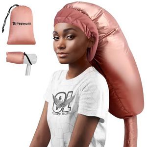 TEPENAR Bonnet Hair Dryer Attachment: Upgraded Extra Large Adjustable Hair Dryer Cap - Easy to Use for Natural Curly Textured Hair Care Styling Fast Drying - Rose Gold