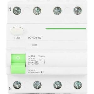 1 STKS AC Type Elektromagnetische Aardlekschakelaar Reststroom AC 4-polig 16A 25A 40A 63A RCD 30mA 100mA 300mA (Kleur: 16A, Maat: 4-polig 100mA)