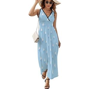 Zeilschepen dames lange jurk mouwloze maxi-jurk zonnejurk strand feestjurken avondjurk XL