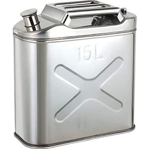 Brandstof Jerrycan - RVS - 15L - Geschikt voor Benzine Diesel Gas - Voor Motorfiets Auto's Grasmaaier Kamperen