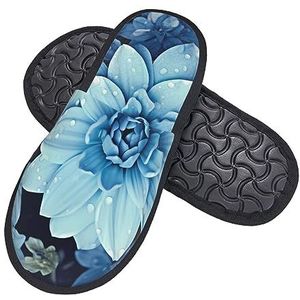 408 Huis Slippers, Blauwe Bloem Thuis Slippers Ademend Slipper Comfortabele Womens Slipper Voor Outdoor Indoor Volwassenen, Harige pantoffels 366, 7/10.5 UK