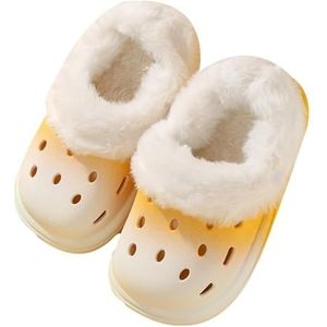 APVPOPOKGM Leuke Peuter Fuzzy Gevoerd Klomp Slipper Warm Winter Huis Slip-on Schoen Jongen Meisje Kleine Kid Indoor Outdoor Slippers, Geel, 40.5 EU