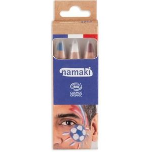 BIO Kindermake-up set 3 Jumbo pennen - blauw, wit, rood - Namaki