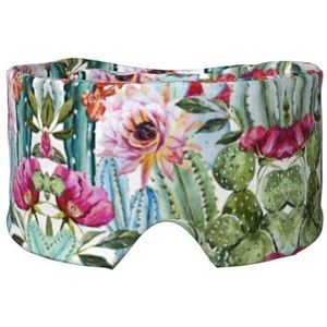 Cactus Succulent Rose Print Slaapmasker, Zachte Huidvriendelijke Ooghoezen, Lichtblokkerend Slaapmasker voor Reizen Yoga Nap