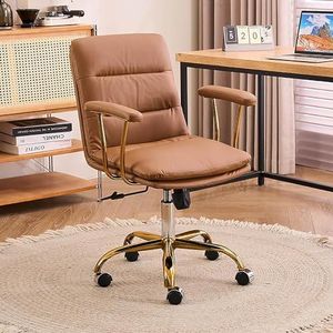 Kantelbare bureaustoel Bureaustoelen met middenrugleuning, gestoffeerde armleuning en zwenkwielen Ligstoel Ergonomische leerstoel