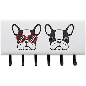 Franse Bulldogs Sleutelhangers met 6 Haken Grote Wandmontage Sleutelhouder voor Entryway