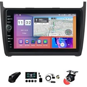 22,9 cm (9 inch) Android 12 Autoradio 2 DIN voor VW Polo Golf Passat met achteruitrijcamera stuurbediening Bluetooth GPS Navi CarPlay Wireless FM WiFi (grootte: S400 4 64G)