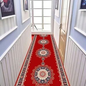 Traditionele lange tapijtlopers voor hal, keuken, slaapkamer, woonkamer, entree Antislip smal loperkleed 60 cm/70 cm/80 cm/100 cm breed - Vintage rood (Size : 70×150cm)