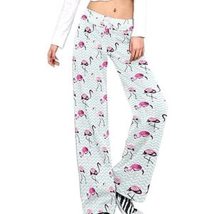 Paarse Flamingo Vogel Blauwe Golven Yoga Broek Voor Vrouwen Casual Broek Lounge Broek Trainingspak Met Trekkoord 3XL