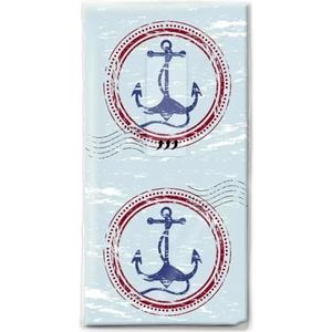 10 zakdoeken blauw anker in reddingsring.