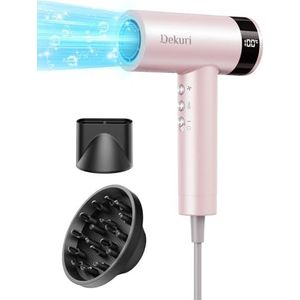 Dekuri Haardroger, 110.000 rpm, lichte haardroger, ionen-haardroger met diffuser, magneetmondstuk (roze)