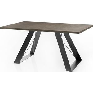 WFL GROUP Eettafel Colter in moderne stijl, rechthoekige tafel, uittrekbaar van 160 cm tot 260 cm, gepoedercoate zwarte metalen poten, 160 x 90 cm (Chicago beton grijs, 160 x 90 cm)