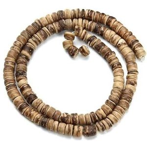 strengen/partij natuurlijke houten kralen platte ronde kokosnoot spacer kraal voor sieraden maken bevindingen DIY kettingen armbanden-lichtbruin-8mm