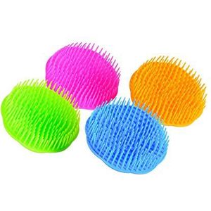 Niva Haarhoofdhuid Massager Shampoo Borstel - Flexibele hoofdhuid Exfoliator roos borstel en gras vorm handvat - Baby douche bad borstel geschikt voor vrouwen, mannen en huisdieren | Pack 0f 4 (blauw-groen-oranje-Fuchsia)