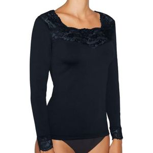 Ysabel Mora - Thermisch shirt met kant en lange mouwen, marineblauw, M