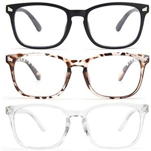CCVOO 3 Pack Blue Light Blocking Reading Glasses, Anti Headache/Glare/Eye Strain Readers Computer Eyeglasses Women/Men (3 Pack Mix，2.5)