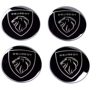 4 Stuks Auto Naafdoppen voor Peugeot 5008 4008 3008 2008 508 408 308 208 56mm, Waterdicht Anti-Roest Roestvast Wielnaafafdekkingen Vervangende Wielnaafvelgen Auto Decoratie Accessoires,B