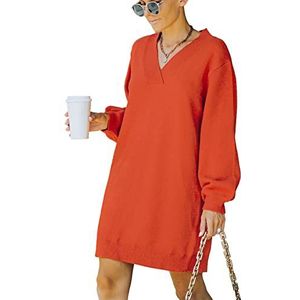 Dames Office Lady Club V-hals Gebreide Jurk Lange Mouw Ademende Gebreide Mini-jurk (M)