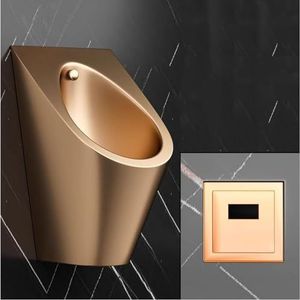 Roestvrij stalen muur opgehangen urinoir, commercieel en huishouden mannen badkamer toilet, washout ontwerp met anti-overloop functie (Rosegold urinoirplussensor)