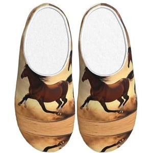 EdWal Paard Strepen Patroon Print Winter Warme Slippers Indoor Anti-slip Pluche Slippers Ontspannen Thuis Voor Vrouwen Mannen, Zwart, 37.5 EU