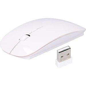 Draadloze Muis voor Laptop, 2.4G Draadloze Draagbare Slanke Muis Geruisloze Computermuis met USB-ontvanger 3 Verstelbare DPI Optische Draadloze Muis(wit)