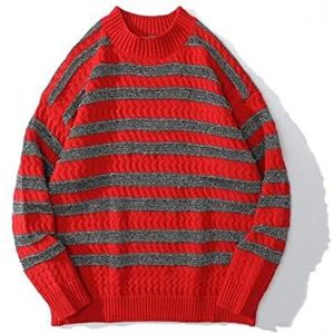 NIAN Zwart Rood Gestreepte Truien Gewassen Vernietigde Ripped Sweater Mannen Gat Gebreide Truien Mannen Vrouwen Oversized Sweater Harajuku