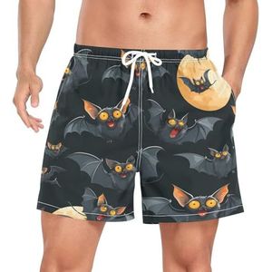 Niigeu Halloween Moon Bat Zwarte Heren Zwembroek Shorts Sneldrogend met Zakken, Leuke mode, S