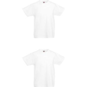 GIDUTEX Fruit of The Loom Original T-shirt voor kinderen, uniseks, 2 stuks, wit, 128