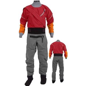Droogpak Voor Kajaks Voor Heren, Lichtgewicht 3-Laags Droogpak, Waterdicht, Voor Peddelen, Vissen, Varen, Kanoën, Raften, Toeren En Zeilen,Red-3XL