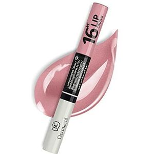 Dermacol - 16-uurs lippenverf, sterk gepigmenteerde, glanzende lippenstift, twee-fasen-lipglans, lipmake-up producten met matte en glinsterende afwerking, nr. 5 glinsterende nude lippenstift, 7,1 ml