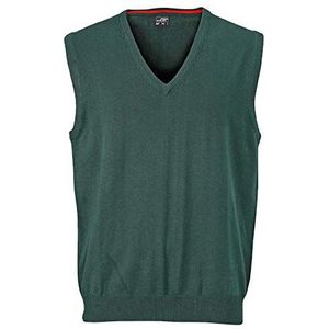 James & Nicholson Heren V-pullunder - klassiek gesneden trui van hoogwaardig katoen, forest green, L