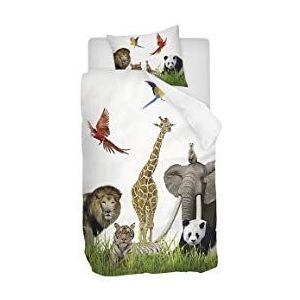 Snoozing Zie Zoo - Katoen - Dekbedovertrek - Eenpersoons - 140x200/220 cm + 1 kussensloop 60x70 cm - Multi kleur