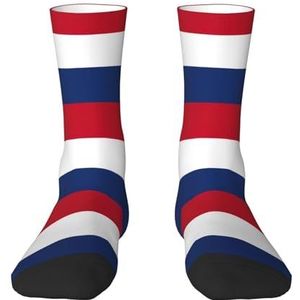 Evengigy Nederlandse vlag Grappige Sokken Crazy Fashion Cool Gepersonaliseerde Zachte Crew Sokken Voor Mannen Vrouwen Unisex, Wit, One size