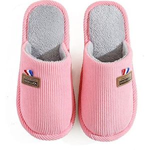 Traagschuimpantoffels Heren en dames pantoffels katoen slippers indoor vloer dweilen warme antislip dikke schoenen for herfst en winter Warm Slippers (Color : B, Size : 39-40)