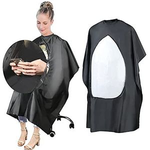 URAQT Haarknipjurk Kapperscape, Zwarte Kaapse Kappersjurk over de gehele lengte met kijkvenster, Waterdichte Kapsel Kapperscape voor Haarstyling, Knippen en Kleurstyling