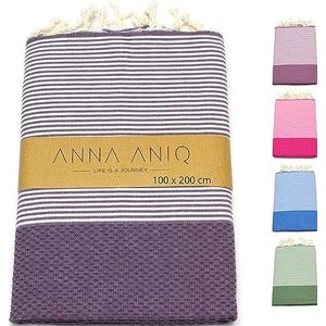 ANNA ANIQ Hamamdoek, groot, 100 x 200 cm, voor op reis, XXL, saunahanddoek, 100% katoen, fouta, pestemal, stranddeken, saunakilt, saunahanddoek, voor heren en dames, badhanddoek, pareo, strandhanddoek