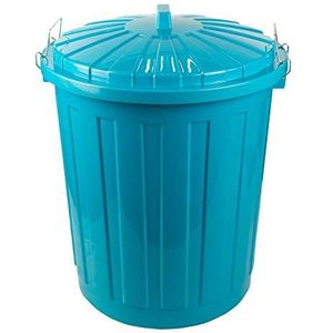 HRB Maxitonne 50 liter turquoise, ton van stevig hard plastic, afneembaar deksel met sluitingen, geschikt voor wasgoed, speelgoed of als vuilnisemmer keuken