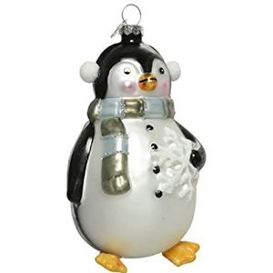 Kerstboomversiering glas pinguïn 11,7 cm kerstballen dieren mondgeblazen zwart wit