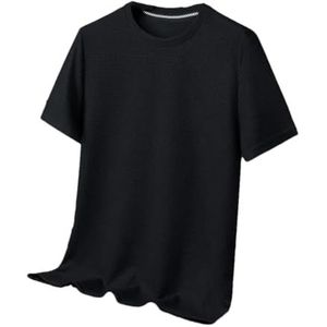 Dvbfufv Heren zomer wafel ronde hals korte mouw T-shirt comfortabele ademende casual tops, Zwart, S