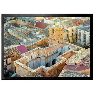 1art1 Huizen Old Town With Of Church Of San Pedro In Ariza, Spain Deurmat 70x50 cm