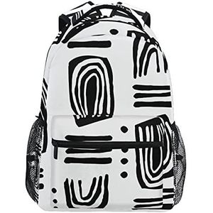Zwarte stippen lijn patroon schoolrugzak voor meisjes jongens middelbare school stijlvol ontwerp student tassen boekentassen, Patroon, 11.5×8×16In
