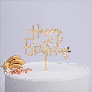 Cake Topper Taart Decoraties for Verjaardag, Bruiloft, Cake Topper Acryl Cupcake Topper Gelukkige Verjaardag Decoratie Geschikt for Verjaardagsfeestje Bloemstuk Decoratie,C,50 stuks (Kleur: B, Si (Co